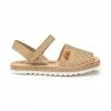 Girls Suede And Sackcloth Menorcan Sandals Padded Insole Velcro 225 Camel, By AngelitoS
