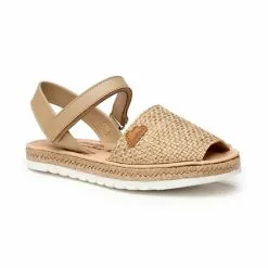 Girls Suede And Sackcloth Menorcan Sandals Padded Insole Velcro 225 Camel, By AngelitoS -Sandals Sales Store girls suede and sackcloth menorcan sandals padded insole velcro 225 camel by angelitos 2