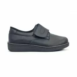 Man Leather Hospital Shoes Anatomical Velcro Closure 290 Black, By Percla