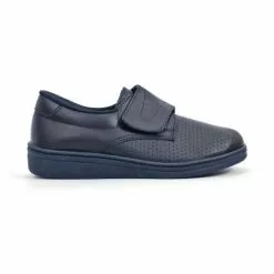 Man Perfo Leather Hospital Shoes Anatomical Velcro Closure 293 Navy, By Percla