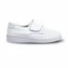 Man Perfo Leather Hospital Shoes Anatomical Velcro Closure 293 White, By Percla