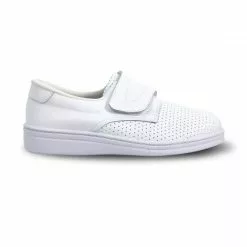 Man Perfo Leather Hospital Shoes Anatomical Velcro Closure 293 White, By Percla