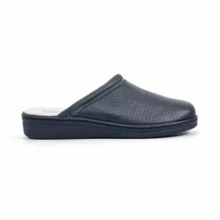 Man Perfo Leather Hospital Shoes Backless 298 Navy, By Percla