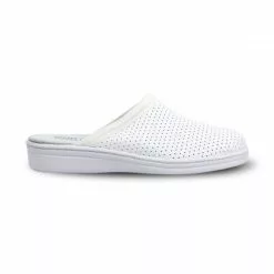 Man Perfo Leather Hospital Shoes Backless 298 White, By Percla