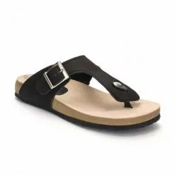 Woman Leather Bio Sandals Cork Sole 8014 Black, By Morxiva Shoes