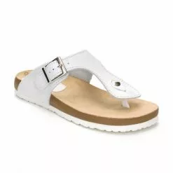 Woman Leather Bio Sandals Cork Sole 8014 White, By Morxiva Shoes