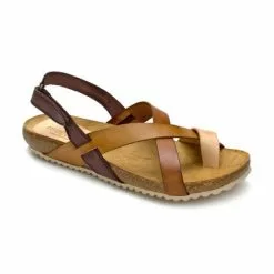 Woman Leather Bio Sandals Velcro Cork Sole 830MX Leather, By Morxiva Shoes