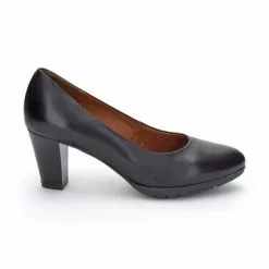 Woman Leather Comfort Pumps Medium Heeled 2220W Black, By Desireé