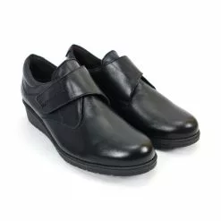 Woman Leather Low Wedged Comfort Shoes Velcro Removable Insole 70243 Black, By TuPié -Sandals Sales Store woman leather low wedged comfort booties velcro removable insole 70243 black by tupie 5