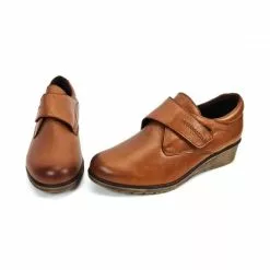 Woman Leather Low Wedged Comfort Shoes Velcro Removable Insole 70243 Leather, By TuPié -Sandals Sales Store woman leather low wedged comfort booties velcro removable insole 70243 leather by tupie 3