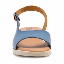 Sandals Sales Store -Sandals Sales Store woman leather low wedged sandals padded insole 1115 blue by blusandal 1