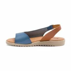 Woman Leather Low Wedged Sandals Padded Insole 1115 Blue, By Blusandal -Sandals Sales Store woman leather low wedged sandals padded insole 1115 blue by blusandal 2