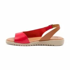 Woman Leather Low Wedged Sandals Padded Insole 1115 Red, By Blusandal -Sandals Sales Store woman leather low wedged sandals padded insole 1115 red by blusandal 2