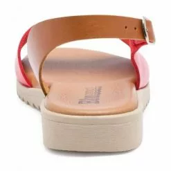 Woman Leather Low Wedged Sandals Padded Insole 1115 Red, By Blusandal -Sandals Sales Store woman leather low wedged sandals padded insole 1115 red by blusandal 3