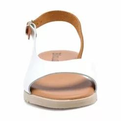 Sandals Sales Store -Sandals Sales Store woman leather low wedged sandals padded insole 1115 white by blusandal 1