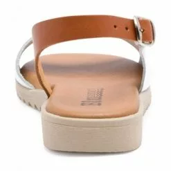 Woman Leather Low Wedged Sandals Padded Insole 1115 White, By Blusandal -Sandals Sales Store woman leather low wedged sandals padded insole 1115 white by blusandal 3