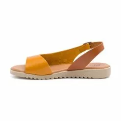 Woman Leather Low Wedged Sandals Padded Insole 1115 Yellow, By Blusandal -Sandals Sales Store woman leather low wedged sandals padded insole 1115 yellow by blusandal 2