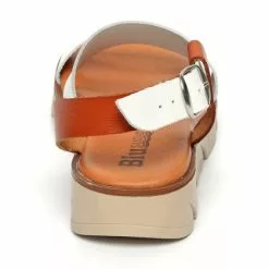 Woman Leather Low Wedged Sandals Padded Insole 166 White, By Blusandal -Sandals Sales Store woman leather low wedged sandals padded insole 166 white by blusandal 3