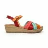 Woman Leather Low Wedged Sandals Padded Insole 3106 Multicolor, By Blusandal