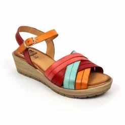 Woman Leather Low Wedged Sandals Padded Insole 3106 Multicolor, By Blusandal -Sandals Sales Store woman leather low wedged sandals padded insole 3106 multicolor by blusandal 2