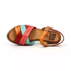 Woman Leather Low Wedged Sandals Padded Insole 3106 Multicolor, By Blusandal -Sandals Sales Store woman leather low wedged sandals padded insole 3106 multicolor by blusandal 4