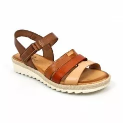 Woman Leather Low Wedged Sandals Velcro Padded Insole 2898 Multileather, By Blusandal -Sandals Sales Store woman leather low wedged sandals velcro padded insole 2898 multileather by blusandal 2