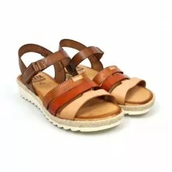 Woman Leather Low Wedged Sandals Velcro Padded Insole 2898 Multileather, By Blusandal -Sandals Sales Store woman leather low wedged sandals velcro padded insole 2898 multileather by blusandal 3