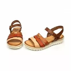 Woman Leather Low Wedged Sandals Velcro Padded Insole 2898 Multileather, By Blusandal -Sandals Sales Store woman leather low wedged sandals velcro padded insole 2898 multileather by blusandal 5