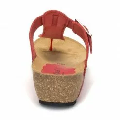 Woman Leather Wedged Bio Sandals Cork Sole 414 Red, By Morxiva Shoes -Sandals Sales Store woman leather wedged bio sandals cork sole 414 red by morxiva shoes 7