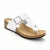 Woman Leather Wedged Bio Sandals Cork Sole 414 White, By Morxiva Shoes