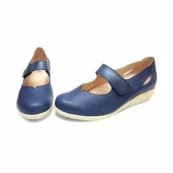 Woman Leather Wedged Mary Janes Removable Insole 71TP Navy, By TuPie -Sandals Sales Store woman leather wedged mary janes removable insole 71tp navy by tupie 3