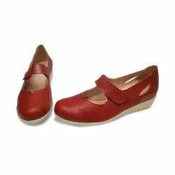Woman Leather Wedged Mary Janes Removable Insole 71TP Red, By TuPie -Sandals Sales Store woman leather wedged mary janes removable insole 71tp red by tupie 3