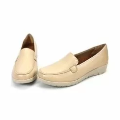 Women Soft Leather Comfort Loafers Removable Insole 12701 Beige, By Amelie -Sandals Sales Store women soft leather comfort loafers removable insole 12701 beige by amelie 3