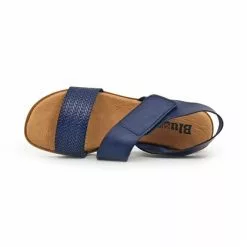 Womens Engraved Leather Low Wedged Sandals Padded Insole Velcro 22275 Navy, By Blusandal -Sandals Sales Store womens engraved leather low wedged sandals padded insole velcro 22275 navy by blusandal 4