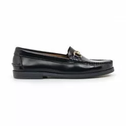 Womens Florentik Leather Beefroll Chain Loafers Rubber Sole 504 Black, By María Tovar