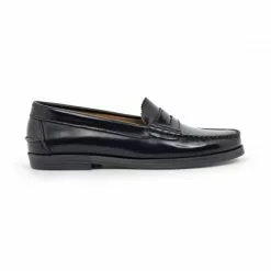 Womens Florentik Leather Beefroll Penny Loafers Rubber Sole 400 Black, By María Tovar