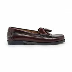 Womens Florentik Leather Beefroll Tassels Loafers Rubber Sole 507 Burgundy, By María Tovar