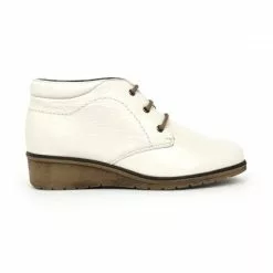 Womens Leather Comfort Wedged Booties Laces Removable Insole 70241 Ice By Tupié