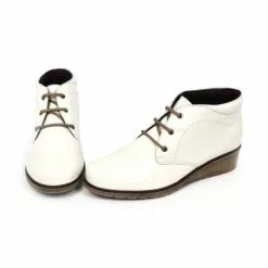 Womens Leather Comfort Wedged Booties Laces Removable Insole 70241 Ice By Tupié -Sandals Sales Store womens leather comfort wedged booties laces removable insole 70241 ice by tupie 4