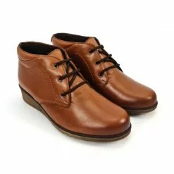 Womens Leather Comfort Wedged Booties Laces Removable Insole 70241 Leather, By Tupié -Sandals Sales Store womens leather comfort wedged booties laces removable insole 70241 leather by tupie 3