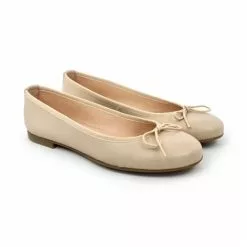 Womens Leather Flat Ballerinas Bow 7000 Beige, By Casual -Sandals Sales Store womens leather flat ballerinas bow 7000 beige by casual 5