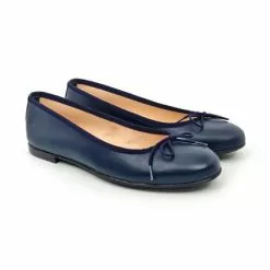 Womens Leather Flat Ballerinas Bow 7000 Navy, By Casual -Sandals Sales Store womens leather flat ballerinas bow 7000 navy by casual 5