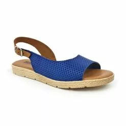 Womens Leather Flat Sandals Padded Insole 22115 Blue, By Blusandal -Sandals Sales Store womens leather flat sandals padded insole 22115 blue by blusandal 2