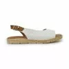 Womens Leather Flat Sandals Padded Insole 22115 White, By Blusandal