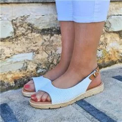 Womens Leather Flat Sandals Padded Insole 22115 White, By Blusandal -Sandals Sales Store womens leather flat sandals padded insole 22115 white by blusandal 3