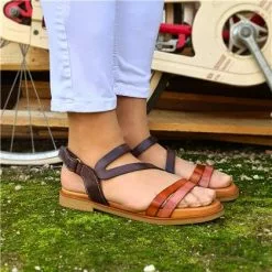 Womens Leather Flat Sandals Velcro Padded Insole 64104 Leather, By Blusandal -Sandals Sales Store womens leather flat sandals velcro padded insole 64104 leather by blusandal 3