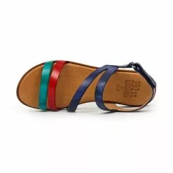 Womens Leather Flat Sandals Velcro Padded Insole 64104 Navy, By Blusandal -Sandals Sales Store womens leather flat sandals velcro padded insole 64104 navy by blusandal 5