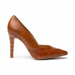 Womens Leather High Heeled Pumps Croco Engraving 1490 Leather, By Eva Mañas