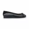 Womens Leather Low Wedged Ballerinas Bow 210 Black, By Casual