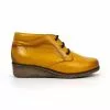 Womens Leather Comfort Wedged Booties Laces Removable Insole 70241 Mustard, By Tupié